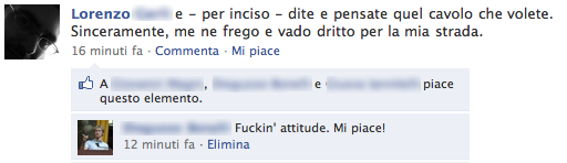 Sinceramente, me ne frego e vado dritto per la mia strada Sinceramente, me ne frego e vado dritto per la mia strada